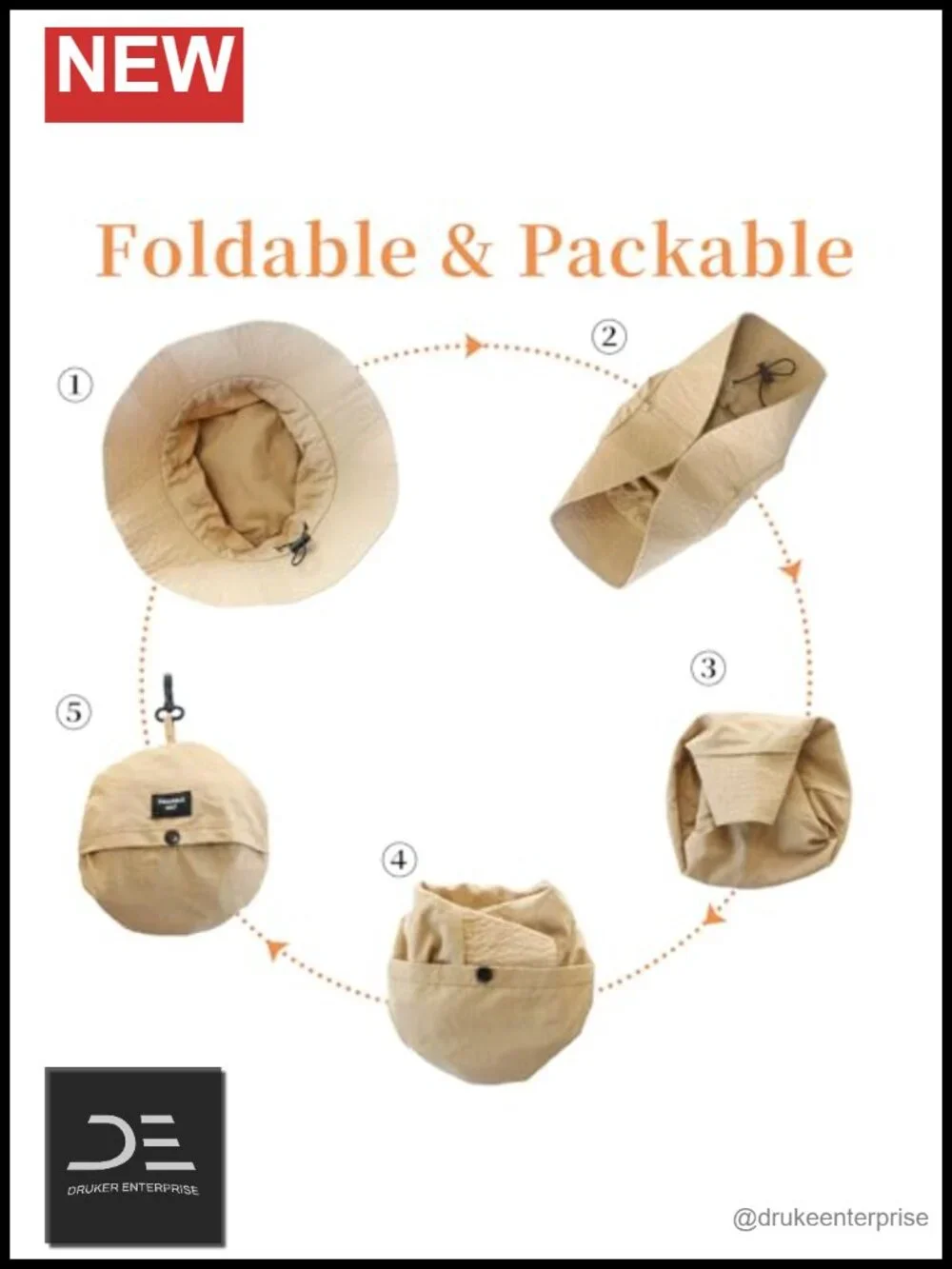Packable Quick Dry Sun Bucket Hat with Detachable Chin Strap